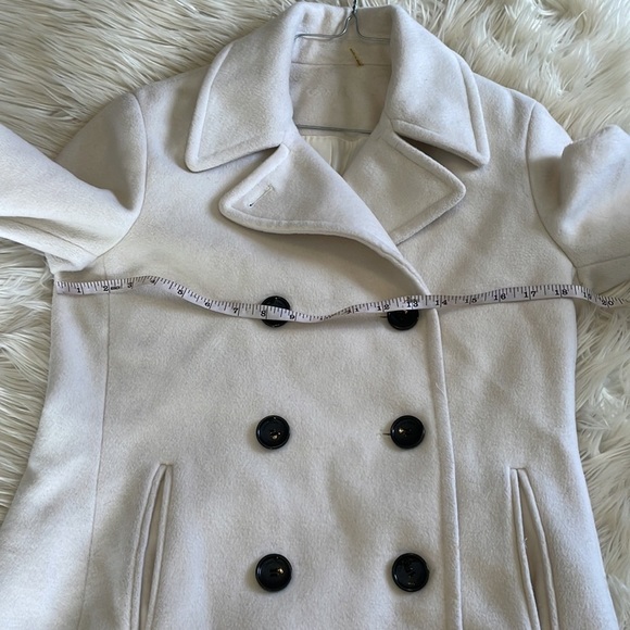 Calvin Klein white cream double single breasted pea coat trench coat soft sz 4 - Picture 16 of 16